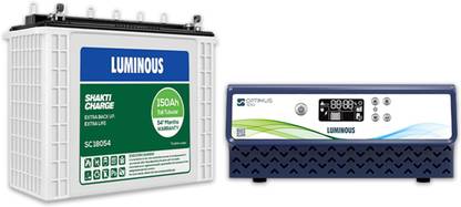 LUMINOUS Optimus 1250 Inverter with SC18054 Battery Pure Sine Wave Inverter