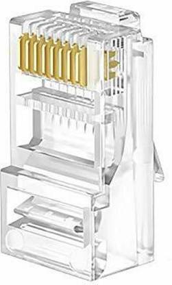 ONCRO Pack of 25pcs Plugs RJ45 connector, lan Crimp Hood Connectors 8P8C Ethernet lan adapter Network caps for CAT5 CAT5E CAT6 Cable Solid Crystal Transparent Solid Head. Wired Ethernet Lan Adapter compatible with Windows, Mac