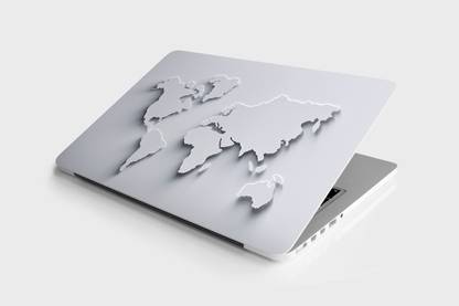 DWELLSINDIA 3D World Map Skin Sticker for Laptops(HD Quality, White) Vinyl Reusable Laptop Skin Compatible for 15.6 inch