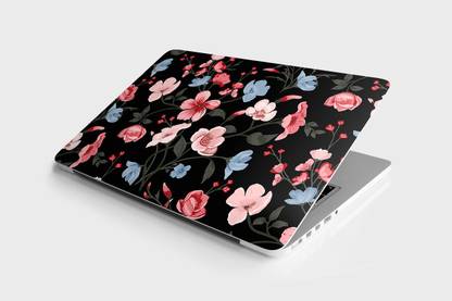 DWELLSINDIA Floral in Black Background Skin Sticker for Laptops(HD Quality, Multicolor) Vinyl Laptop Decal 15.6