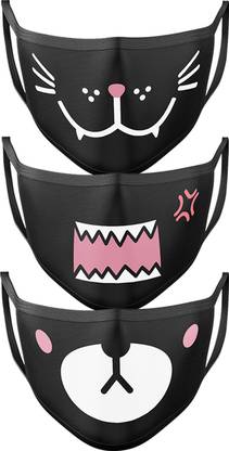 ComicSense Naughty Angry Teddy Expression Face Masks MASK-COMBO-75 Reusable, Washable Cloth Mask