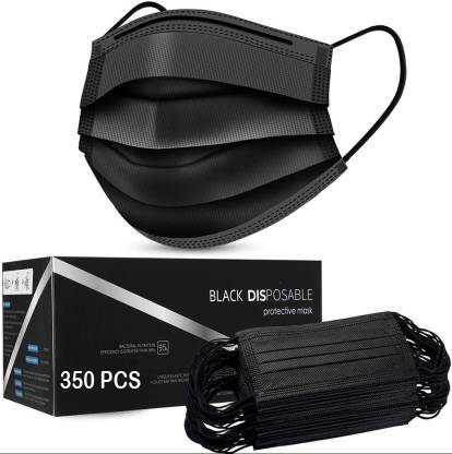 Vaghani 3 Ply Surgical Mask (350 Piece) ( Black ) Surgical Mask With Melt Blown Fabric Layer