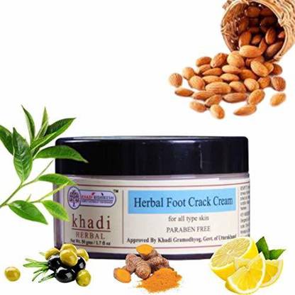 Khadi Rishikesh Herbal Natural Foot Crack Cream,fast releief for cracked heels ,aching feel roughness and dryness of feet and hands ,sooth, soften, moisturize condition and protect skin.restore moisture to help retum skin to a healthy condition .natural essential herbs work as an emollients and skin freshener. (50 g)