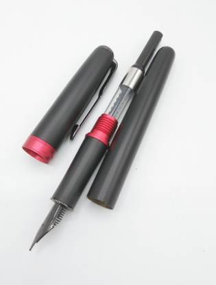 Gold Leaf Jinhao 601 Matt Black Red Band Fine Nib Fountain Pen Set of 1 Fountain Pen