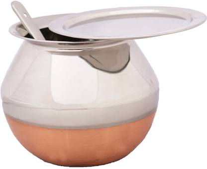 PREMIUM Pongal Pot (handi),4.4 litre with lid and ladle-Copper Bottom Handi 1 L with Lid