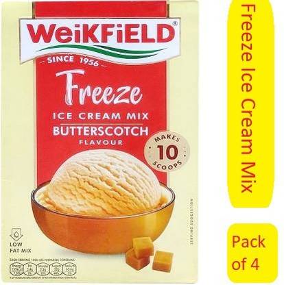 WeiKFiELD Freeze Ice Cream Mix Butterscotch Flavour with low fat mix-100gX4 (pack of 4) 400 g