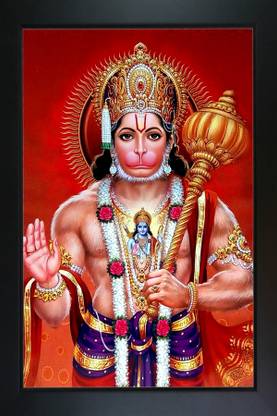 RV SALES Bajrang Bali / hanuman ji Photo Frame For Puja Room & Wall Religious Frame