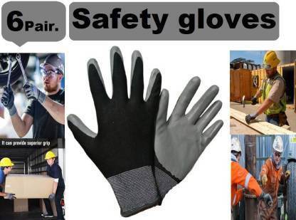 QTM 6 pair safety hand gloves, HOME CLEANING AND RUFF USE , RESUABLE HAND GLOVES , MAN AND WOMAN Latex  Safety Gloves