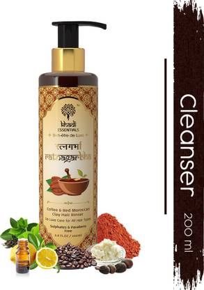 Khadi Essentials Ayurvedic Coffee & Red Moroccan Clay Hair Shampoo - With Shea Butter, Green Tea and Lemon Oil for Strong Shiny Hair | Normal to Oily Scalp Type | Sulphate and Paraben Free