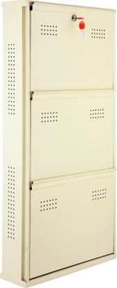 Laxmi kapat 3 Door Metal Shoe Rack Wall Mounted with Central Locking System 41 x 20 x 6 Inch Metal Shoe Rack