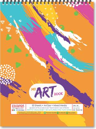 ESCAPER Summer Abstract Theme Sketch Book (A4 Size - 50 Sheets)| Artist Sketch Pads | Artist Drawing Book | Sketch Book For Painting Sketch Pad