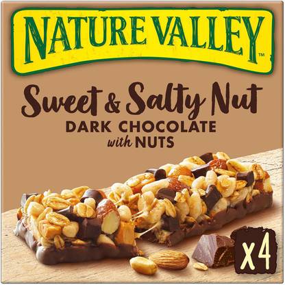 Nature Valley Sweet & Salty Nut Dark Chocolate with Nuts 4 Bars Plain Biscuit