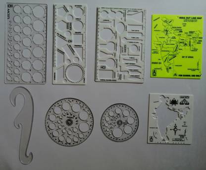 AISH PLASTIC INDIA MAP STENCIL, INDIA OUTLINE STENCIL WHITE, PRO 35 CIRCLE BIG WITH 25 CIRCLES,PRO CIRCLE SMALL WITH 16 CIRCLE, SCIENCE APPARATUS TEMPLATE, GEOMETRY TEMPLATE, FRENCH CURVE, CIRCLE MASTER DRAFTING SCALE RULER VERY USEFUL TO ARCHITECT, ENGINEERING STUDENTS, OFFICE EMPLOYEE (SET OF 8) AR009 ENGINEERING STRUCTURE USE PACK Stencil
