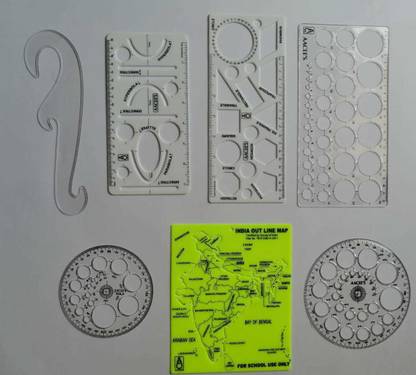 AISH PLASTIC INDIA MAP STENCIL, PRO 35 CIRCLE BIG WITH 25 CIRCLES,PRO CIRCLE SMALL WITH 16 CIRCLE, HYPERBOLA PARABOLA TEMPLATE, GEOMETRY TEMPLATE, FRENCH CURVE, CIRCLE MASTER DRAFTING SCALE RULER VERY USEFUL TO ARCHITECT, ENGINEERING STUDENTS, OFFICE EMPLOYEE (SET OF 7) AR013 ENGINEERING STRUCTURE USE PACK Stencil