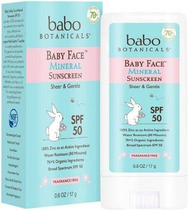 Babo Botanicals Sunscreen - SPF 50 Baby Face Mineral Sunscreen Stick