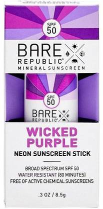 Bare Republic Sunscreen - SPF 50 Neon Sunscreen Stick Wicked Purple