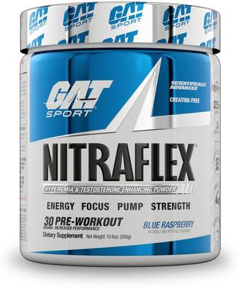 GAT SPORT ADVANCED NITRAFLEX PRE WORKOUT BLUE RASPBERRY & TESTOSTERONE