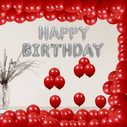 Prihit Solid Happy Birthday Balloons Decoration Kit 52 Pcs, (Multicolor, Pack of 52)