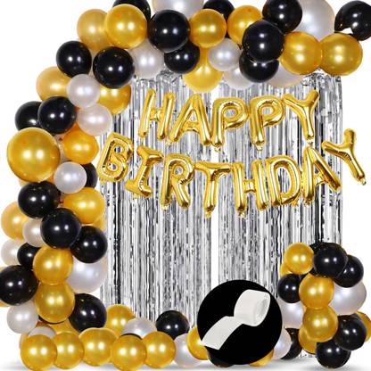 Prihit Solid Happy Birthday Balloons Decoration Kit 34 Pcs, (Multicolor, Pack of 34)