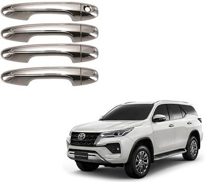 De AUTOCARE (Set Of 4 Pcs) Stylish Car Door Catch Handle Cover Chrome Finishing Suitable For New Model Toyota Fortuner Car Car Grab Handle Cover