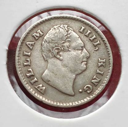 COINS WORLD 1835 KING WILLIAM 1/4 RUPEE F INCUSE RARE HIGH GRADE SILVER COIN Medieval Coin Collection
