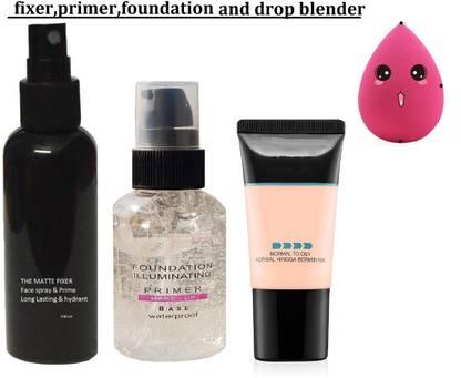 DIAZ Matte+Poreless Liquid Foundation Tube AND makeup fixer with drop blender and illuminating foundation