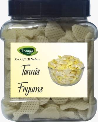 THANJAI NATURAL Tennis Bat Fryums Ready to Fry Papad | 250g Jar | Microwave, Air Fry Instant Vegan Snacks | Crunchy & Tasty Chips Fryums