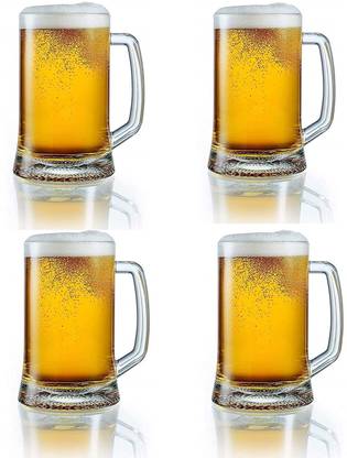 PANEL'S (Pack of 4) Bear Glass Clear Glass and handle mug for for Home Glass Set Beer Mug