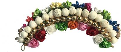 VinshBond Hair Gajra Bun Tiara Flower Tiara for Hair Gajra for Bridal / Function Hair Accessories, Pack of 1, Multicolor Bun