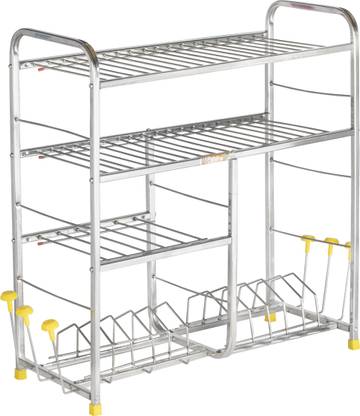 Patelraj Utensil Kitchen Rack Steel Kitchen Stand 24*24 inch Wall mounted
