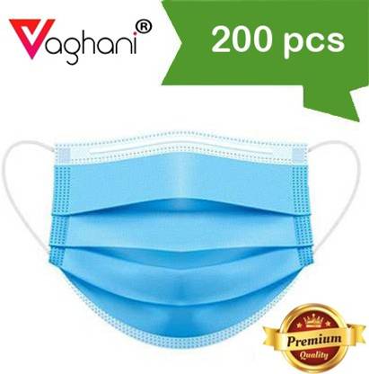 Vaghani 3 Ply Surgical Mask (200 Piece) ( With Nose Pin )( Primium Quality ) Surgical Mask With Melt Blown Fabric Layer