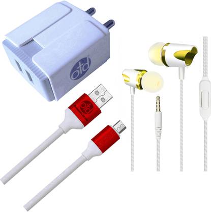 OTD Wall Charger Accessory Combo for Micromax Bolt A37, Micromax Bolt A46, Micromax Bolt A47, Micromax Bolt A59