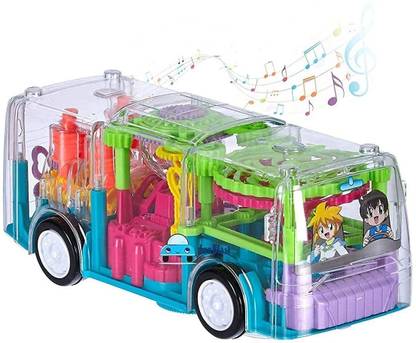 mega star Plastic Biggest Transparent Bus Concept Musical Bus, 3D Bus Toy