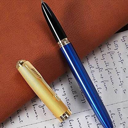 Ledos Ledos Jinhao 85 Lacquer Blue With Golden Cap Fine Nib Arrow Clip Fountain Pen