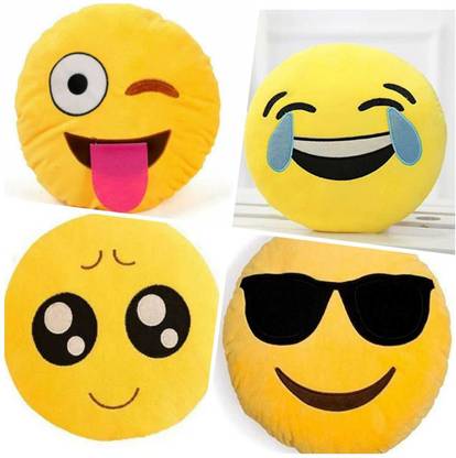 Three brothers Microfibre Smiley Cushion Pack of 4