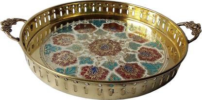 DECKORISH Brass Round Tray 32 cm Tray