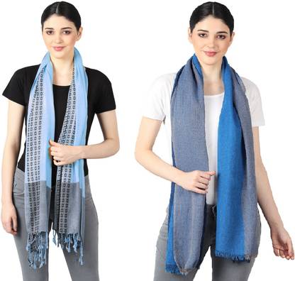 FLYER Woven, Striped, Self Design, Solid Viscose, Cotton Viscose Blend Women Stole, Scarf, Fancy Scarf