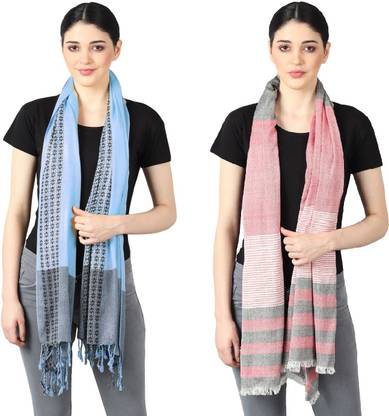 FLYER Woven, Striped, Self Design, Solid Viscose, Cotton Viscose Blend Girls Stole, Scarf, Fancy Scarf