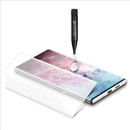 MH Tempered Glass Guard for Samsung Galaxy Note 10 Plus Tempered Glass UV Screen Protector, Fingerprint Scaner 3D UV Liquid Transparent Clear Full Curved Edge to Edge UV Tempered Glass and case friendly