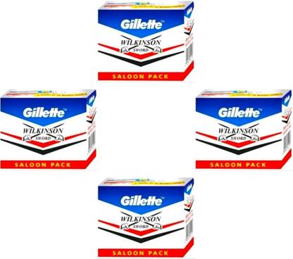 Gillette Wilkinson Sword Double Edge Razor Blades (50 In 1) (Pack Of 4) Saloon Pack by Rmr JaiHind, Men & Women