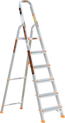 Prime Premium 6Steps(5+1) With Serrated Steps, Strong Platform & EN-131 Certified Foldable Aluminium Ladder