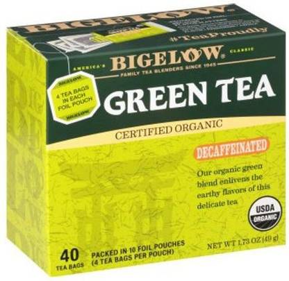 Bigelow Tea Organic Green Tea Decaffeinated - 40 Tea Bags Unflavoured Green Tea Box