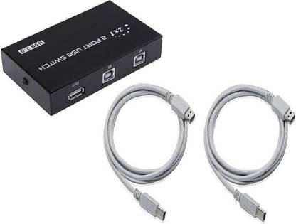 Etake 2 Port Usb Switch for Printer Connect 2 pc to 1 printer Sharing Switcher Selector Adapter Hub for PC Scanner Printer USB Hub 2.0 Printer Sharing USB Switch Box With 3 Meter & 5 Meter A To B Usb Printer Cable Printer, Scanner Cable 2 Port Usb Switch USB Hub