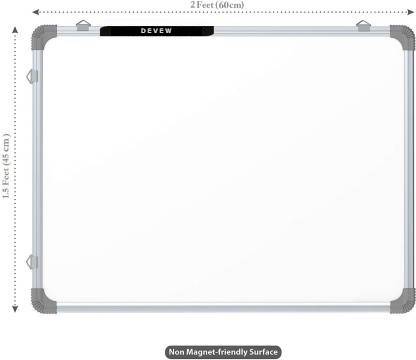 Devew Non Magnetic Melamine 1.5X2 Feet Non-Magnetic Whiteboard|One Side Whiteboard Surface and Other Side Green Chalk Board Surface| Whiteboards