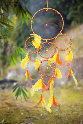 Ryme Yellow Orange 5 Rings Dream Catcher Wall Hanging Wool Dream Catcher