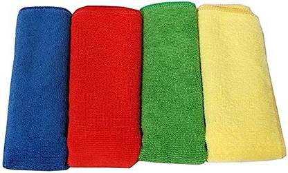 BORIS Best Microfiber Cleaning Cloth for Car, Kitchen & Home -4 PCs 40x40cms- Thick Multipurpose Microfiber Towels for Car Wash, Bike, Home ,Kitchen, Mirror, Furniture & Laptop without Scratches[PACK OF 4][250GSM][MULTICOLORE]