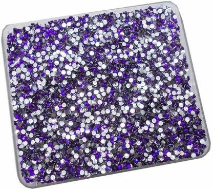 eshoppee 3 mm 100 gm Purple Color Resin Stone, chandla Sitara Stone for Jewellery Making Art and Craft DIY kit, Glitter Sequince Rhinestones Beads Dress Making Material