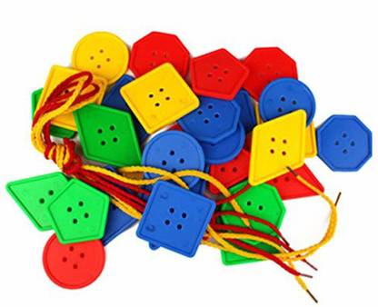 PEZYOX Big Button Lacing Puzzle Toy, Big Button Threading Toy for Kids