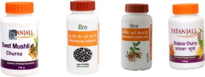 PATANJALI Combo Shatavar, Swet Mushli, Ashwagandha, Shuddh Konchbeej Churna 100g