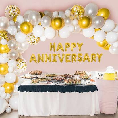 Prihit Solid Happy Anniversary Balloons Decoration Kit 57 Pcs